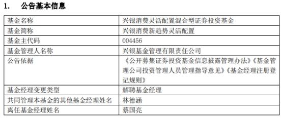 兴银基金董事长因个人原因卸任，解读与展望