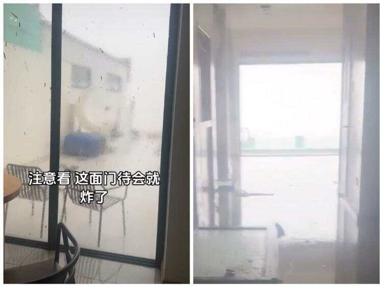 游客因台风被困三亚:酒店玻璃都弯了台风来袭！三亚游客被困，酒店玻璃弯曲惊险瞬间记录